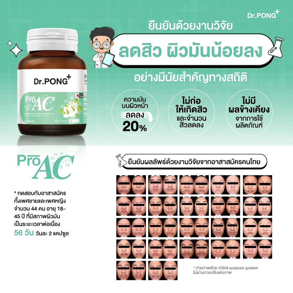 [ช้อปครบ รับฟรี] Dr.Pong ProAC อาหารเสริมลดสิว ลดผิวมัน ลดการอักเสบของผิว ACTRISAVE™ thumbnail 4