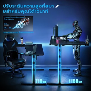 Xpanse โต๊ะปรับระดับไฟฟ้า โต๊ะเกมมิ่ง L โต๊ะตัวแอล พื้นที่ขนาดใหญ่ รองรับ 2 หน้าจอ พื้นผิวคาร์บอนไฟเบอร์ โต๊ะคอมตัว L