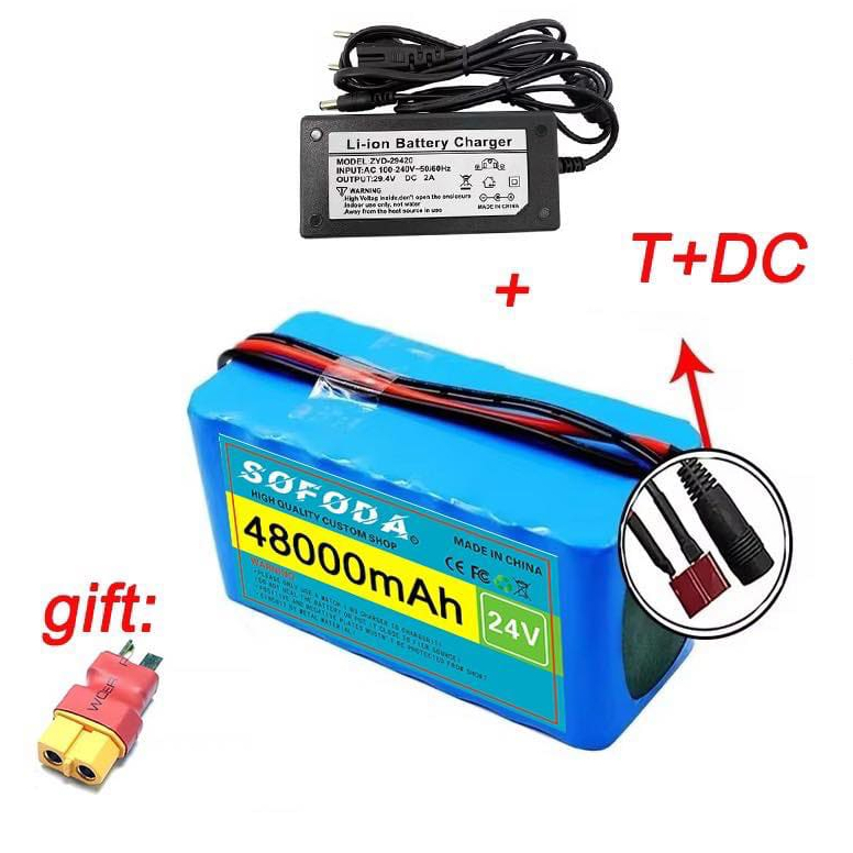 แบตเตอรี่ลิเธียม  24V 30AH/48AH/100AH แบตเตอรี่ 1000W E-bike 29.4V BMS + charger  เครื่องสำรองไฟ UPS