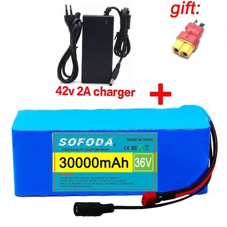 แบตเตอรี่ลิเธียม  36V  30AH/48AH/100AH  แบตเตอรี่ 1000W E-bike 42V2A BMS + charger แบตเตอรี่แท้ แบตเตอรี่รถไฟฟ้า D001