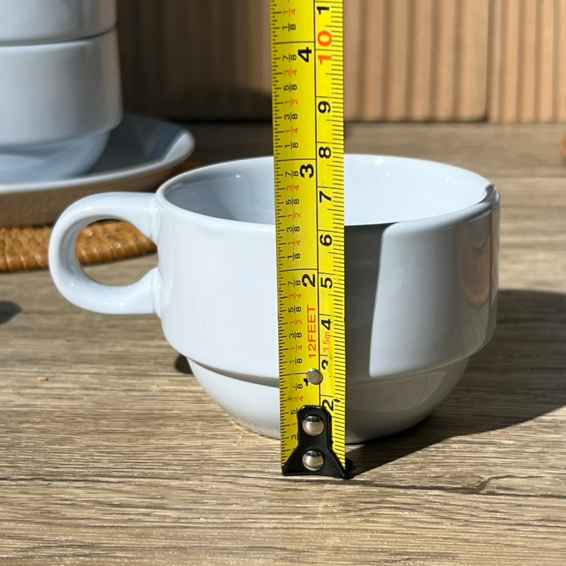 แก้วกาแฟเซรามิคสีขาว ชุดกาแฟพร้อมจานรอง มาตราฐานโรงแรม - รูปที่ 3