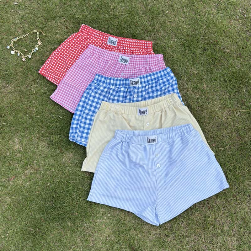 Hot.Bikini🌸บราบน เซ็กซี่และน่ารัก บิกินี่🎏Summer Boxer กางเกง boxer ลาย gingham และ stripe🤩มีหลายสีให้เลือก
