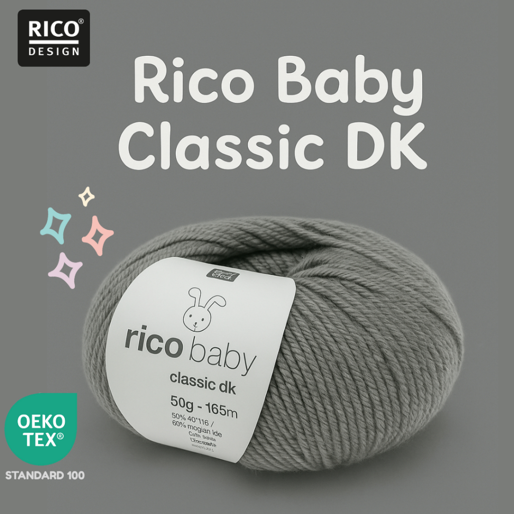 Rico Baby Classic dk ไหม Oeko TEX ปลอดภัยสำหรับเด็ก ถักชุด และของใช้สำหรับเด็ก นุ่มมากๆค่ะ (ขนาด50g)