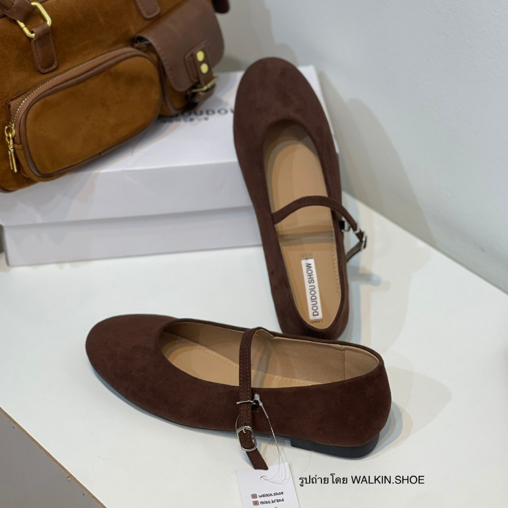 (พร้อมส่งจากไทย) รองเท้าแมรี่เจน หนังนิ่ม สีมอคค่า (MOCHA) รุ่น KAREN MARYJANE