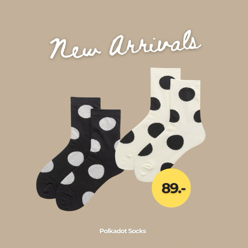 Polkadot Socks ถุงเท้าลายจุดเหนือข้อเท้า ผ้านิ่มใส่สบาย