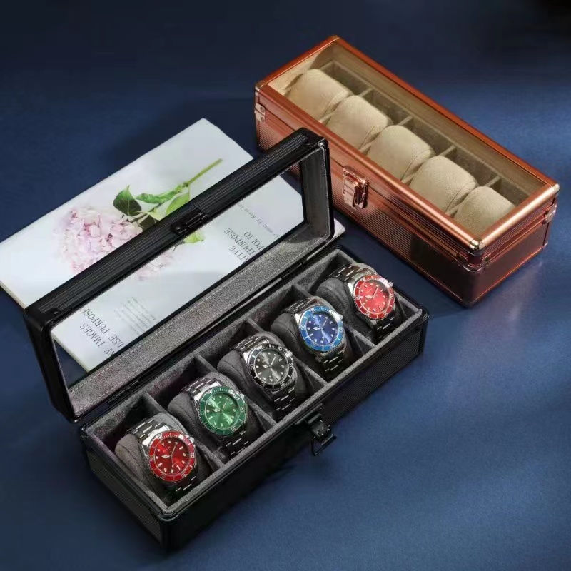 *พร้อมส่ง*กล่องนาฬิกา 5 6 เรือน （กรอบอลูมิเนียม）กล่องใส่นาฬิกา Watch Box กล่องของขวัญ