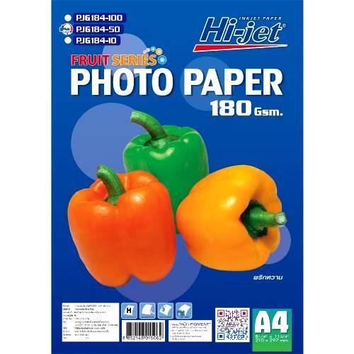 Hi-jet กระดาษโฟโต้ ผิวมัน Inkjet Fruit Series Glossy Photo Paper 180 แกรม A4 100 แผ่น
