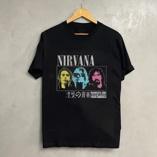ผู้ชาย เสื้อยืด คอกลมNirvana ระบายอากาศ อเนกประสงค์ อ่อนนุ่ม ใส่สบาย สีดำ สีขาว POPtshirt ขนาด S-5XL