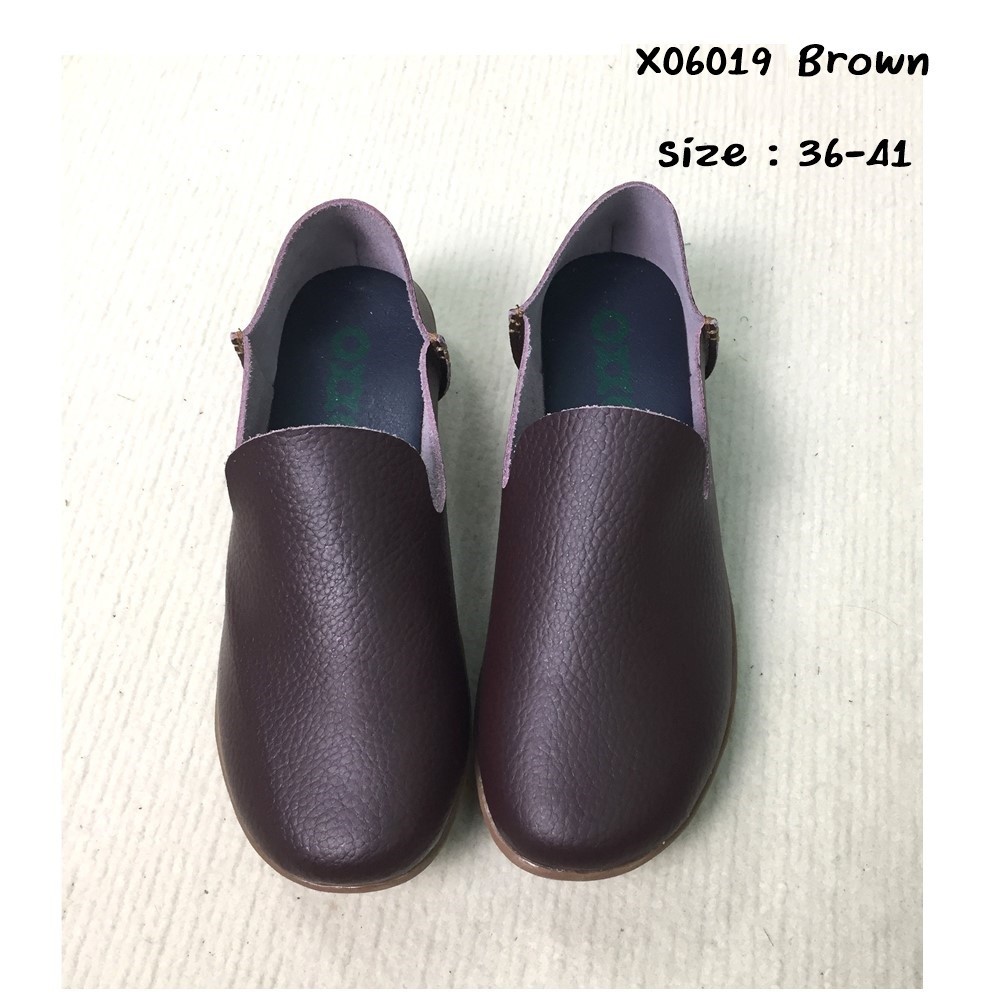 prettycomfort รองเท้าเพื่อสุขภาพหนังแท้ หนังวัว หนังนิ่มมากใส่สบายมีปุ่มกันลื่น มีถึงไซส์41 X06019