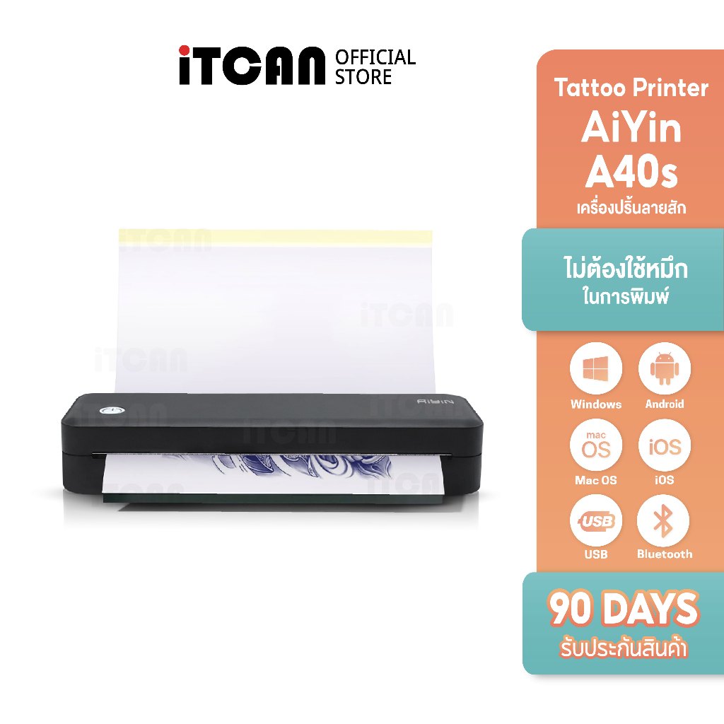 iTCAN เครื่องพิมพ์ลายสักพกพา A40s Tattoo Printer เครื่องพิมพ์ความร้อน A4 Thermal printer