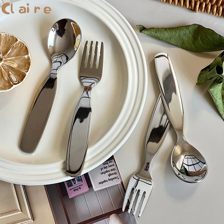 COD ช้อนส้อมสเตนเลส 304 แบบหนา สําหรับเด็ก Claire