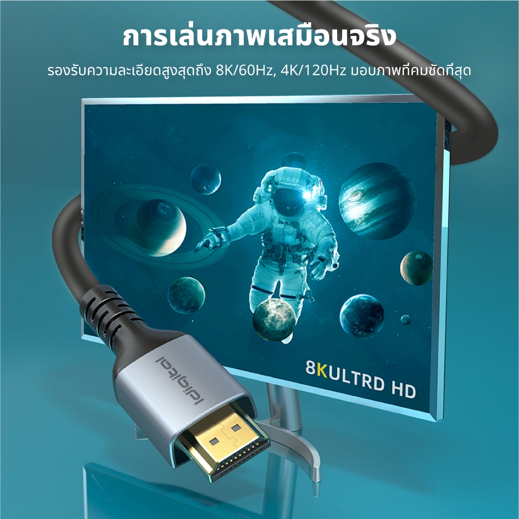⚡ส่งจาก กทม⚡Idigital สาย HDMI 2.1 8K Cable, รองรับ 8K 60Hz, 4K 120Hz, 2K 240Hz, ยาว 0.5m-10m, สําหรับ PS4, TV, Switch