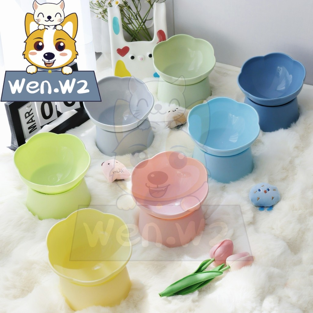 wen.W2 ชามใส่อาหารสัตว์เลี้ยง ทรงสูงป้องกันการสำลักอาหารได้ดี ชามข้าวสัตว์