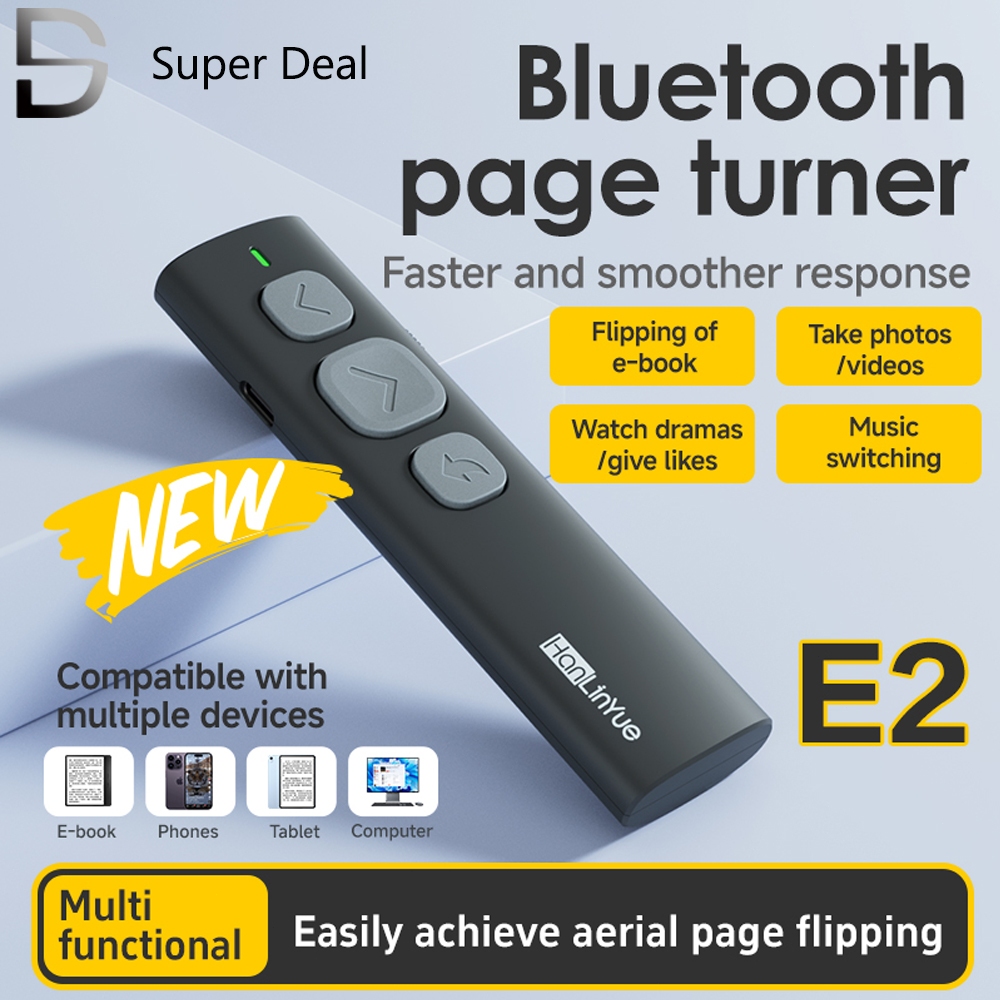 รีโมทบลูทูธไร้สาย​ Bluetooth​ Remote​ สำหรับ​ ​Boox​ E-Reader​ Meebook​ ipad tablet เปลี่ยน​หน้าหนังสือ​ ปุ่มยางนิ่ม