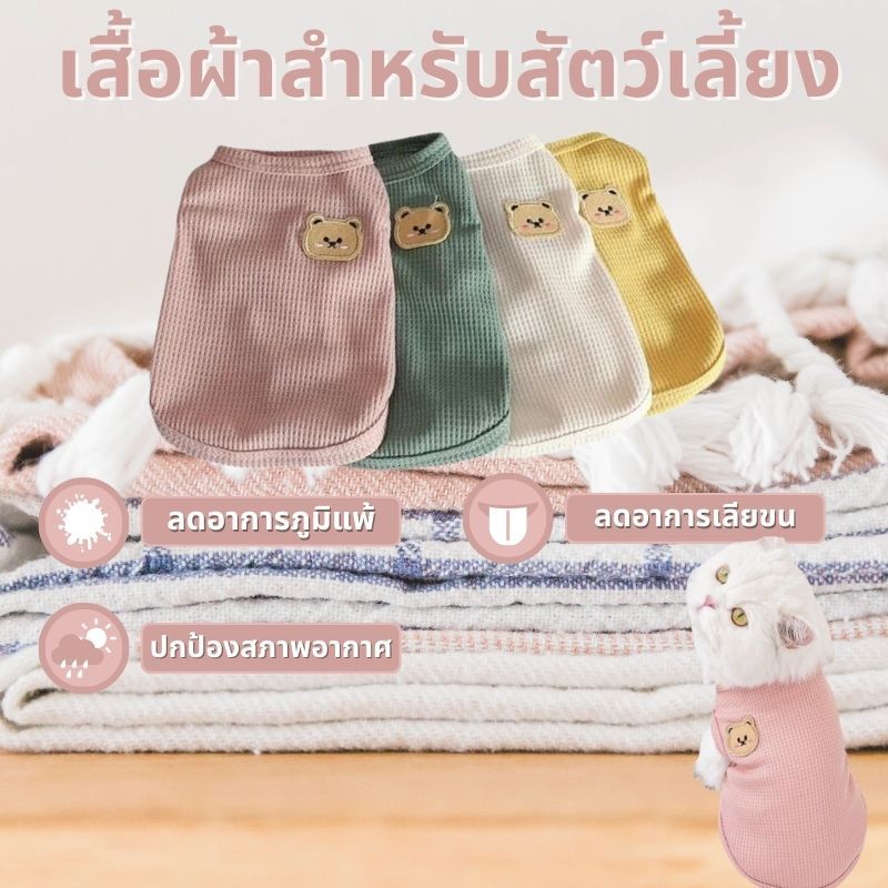 เสื้อผ้าสัตว์เลี้ยง เสื้อกั๊ก แบบบาง ระบายอากาศได้ดี ลายหมีน่ารัก สําหรับสุนัข แมว