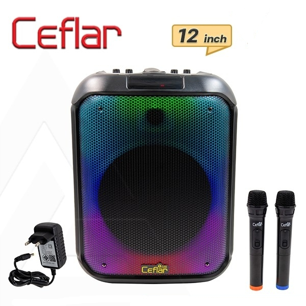 ลำโพงบลูทูธ CEFLAR รุ่น CPS-01 ลำโพง 12 นิ้ว Bluetooth Speaker ไมค์ลอย 2ตัว LED Display ปรับโหมดสีได