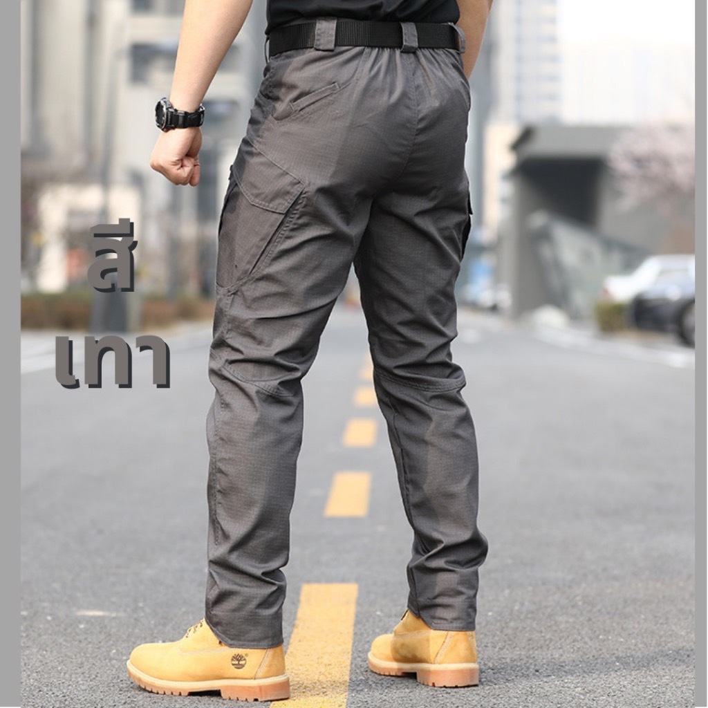 กางเกงยุทธวิธีผู้ชาย IX9 กางเกงคาร์โก้ มีซับใน มีช่องกระเป๋าหลายช่อง กันน้ำ และทนทุกข์ ผ้านุ่มสบายทนทาน