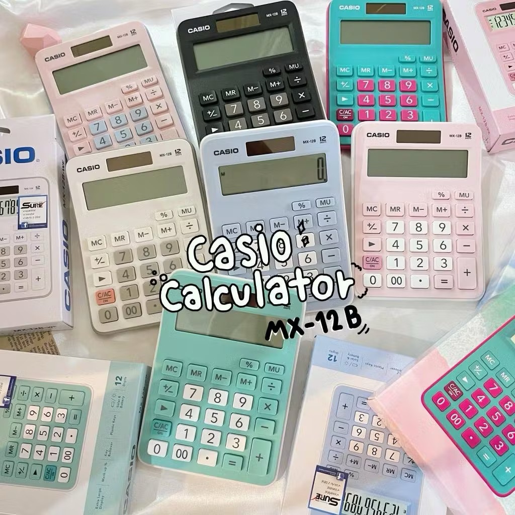 Casio เครื่องคิดเลข รุ่น MX-12B ประกัน CMG  2 ปี MX-12 เครื่องคิดเลขตั้งโต๊ะ ของแท้  MX12B BK WE PK 