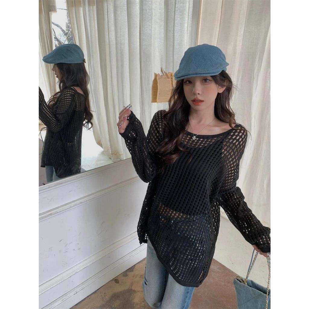 Couture (ส่งจากกรุงเทพฯ)เสื้อถักตาข่าย Summer style/ไตล์ใหม่ขี้เกียจหลวมครอบคลุมเนื้อครีมกันแดดเสื้อรอบคอออกแบบย ราคา ถูกที่สุด ดีลบีเคเค แกลเลอรีภาพที่ 7