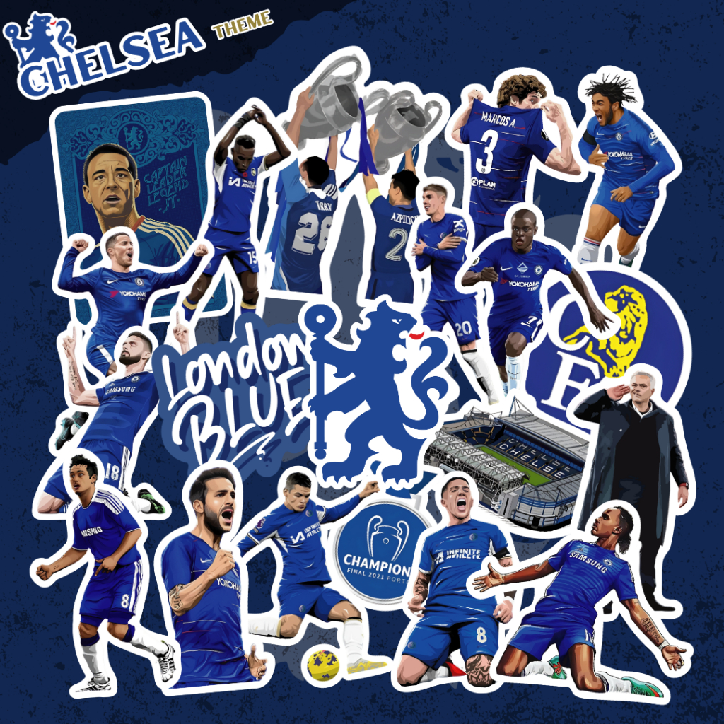 สติ๊กเกอร์ธีม Chelsea สติ๊กเกอร์เชลซี สติ๊กเกอร์แปะ laptop, skateboard, โต๊ะ แบบกันน้ำ
