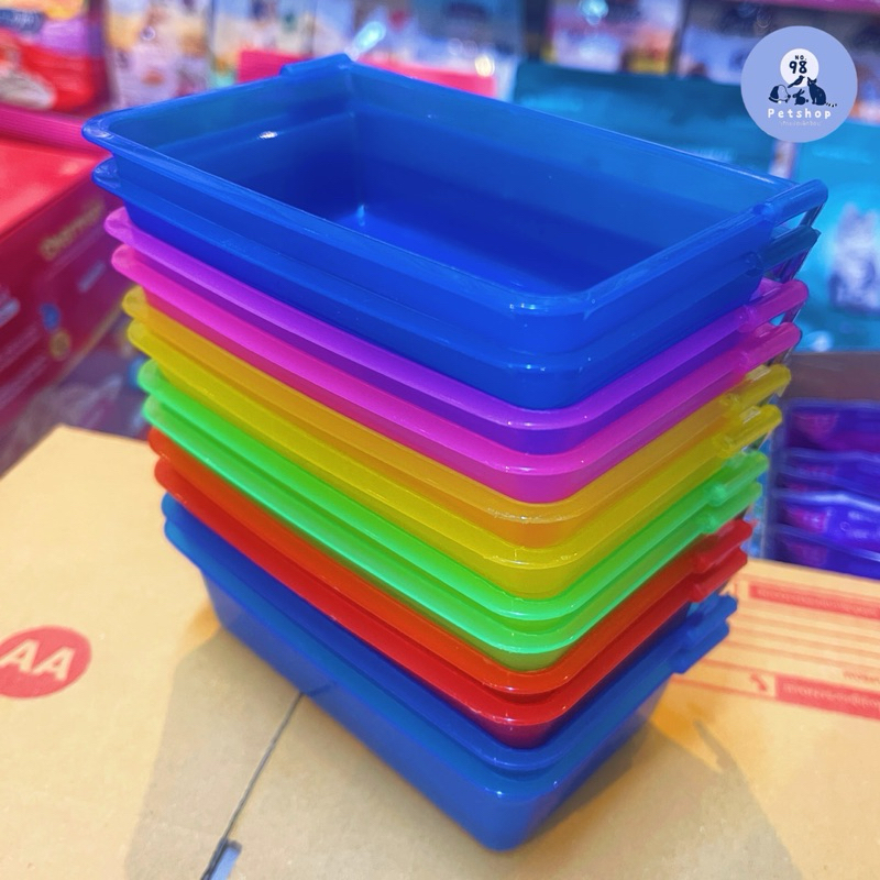 [12 ใบ ] อ่างน้ำนก S อ่างอาบน้ำนก อ่างเหลี่ยม ที่ใส่อาหารนก ขนาด 12*8 ซม. ยกโหล