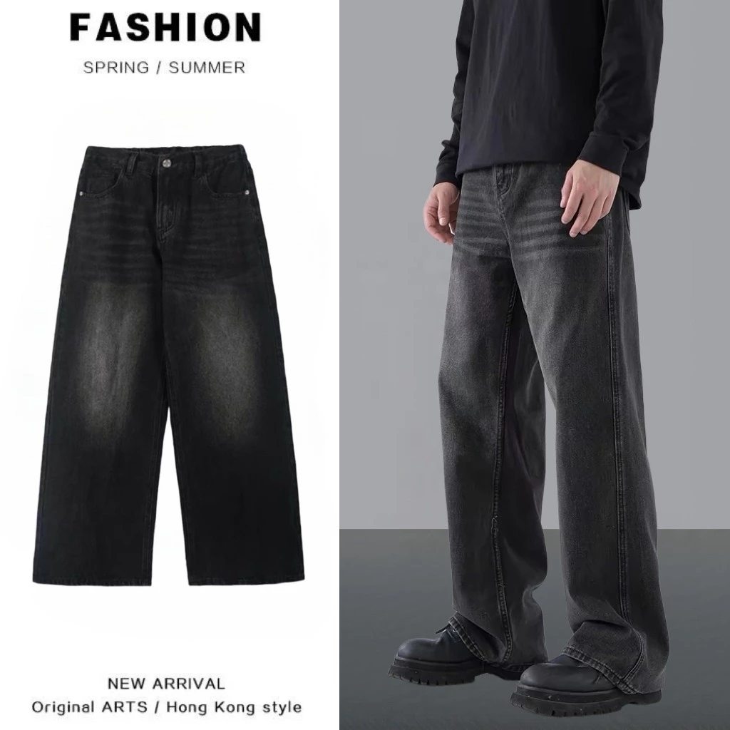 กางเกงยีนส์ขายาวชาย แต่งเฟด กางเกงยีนส์ชาย สไตล์วินเทจ ชาย Clothing Man ผู้ชาย ฟ้าเฟด ดำเฟด น้ำเงินเฟด