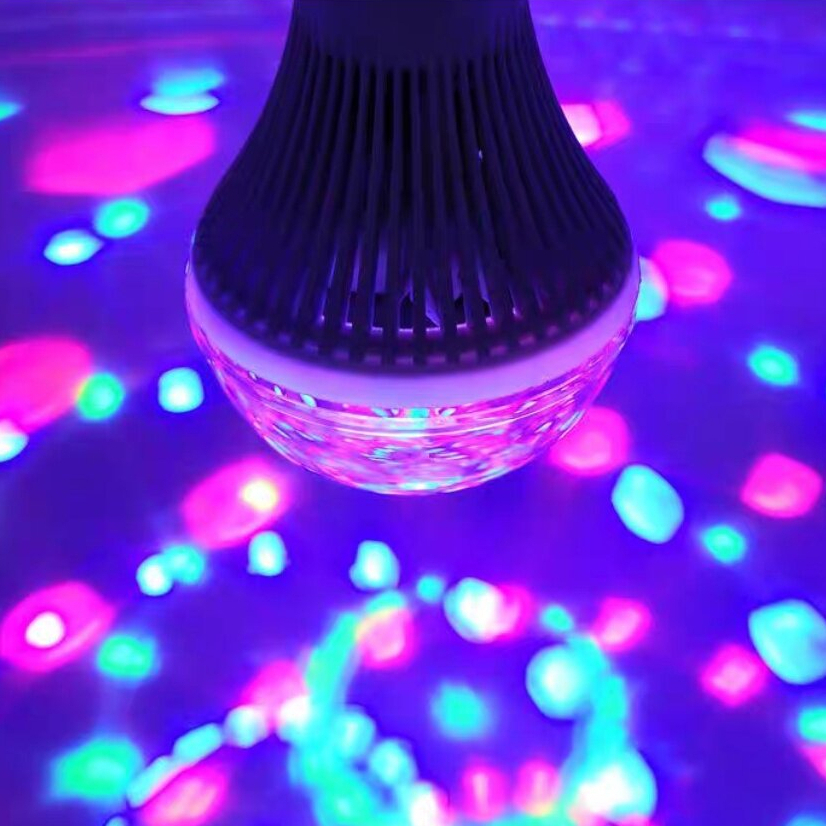 ไฟปาร์ตี้ ไฟดิสโก้ ไฟหมุน 360 องศา 7 สี LED RGB ขั้ว E27 ตกแต่งเทศกาล