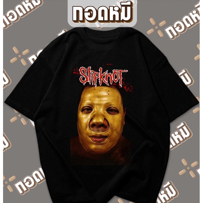 เสื้อยืดลาย หน้ากากทอง Slipknot พร้อมส่ง cotton100% เสื้อตลก  KPA064