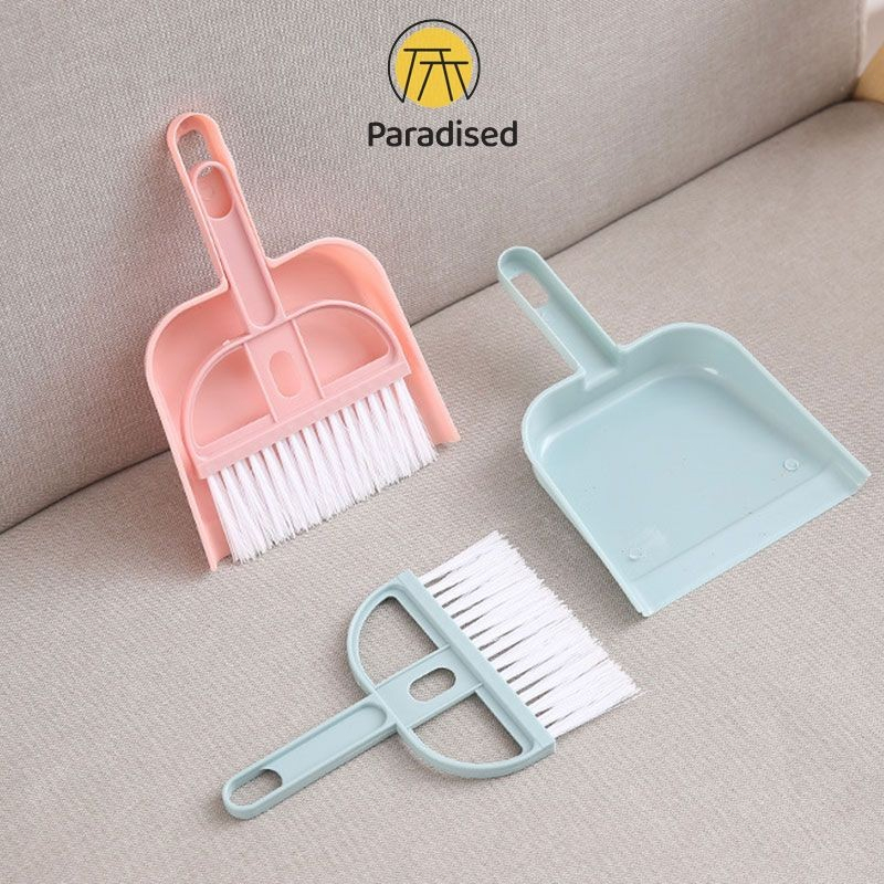 💕ไม้กวาดมินิ แปรงกวาดด้ามสั้น แปรงปัดฝุ่น ที่ตักผงมินิ มี 3 สีParadised