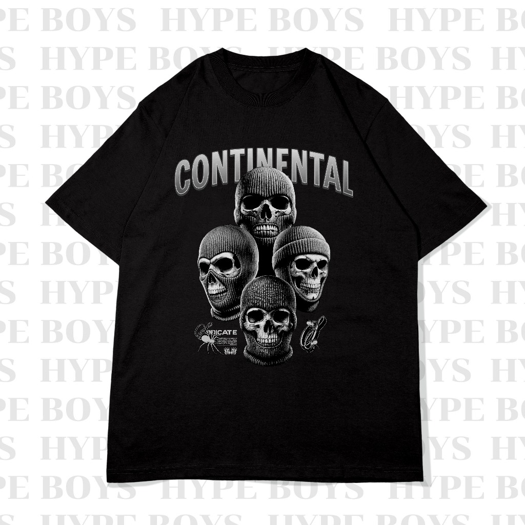 เสื้อยืดโอเวอร์ไซส์ Continentak เสื้อยืดโอเวอร์ไซส์สีขาว/ดำ ผ้าคอตตอล สกรีนDFT/DTF