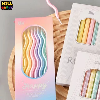 เทียนวันเกิดสีพาสเทลเคลือบมุก เทียนเกลียวพาสเทลสั้น มี3แบบ สวยแวววาว(พร้อมส่ง)