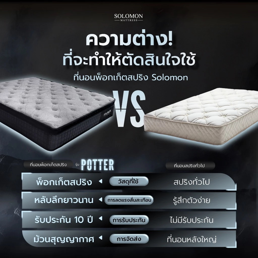 Solomon ที่นอนพ็อกเก็ตสปริง รุ่น Potter หนา 12 นิ้ว นุ่มเด้งพิเศษ thumbnail 5