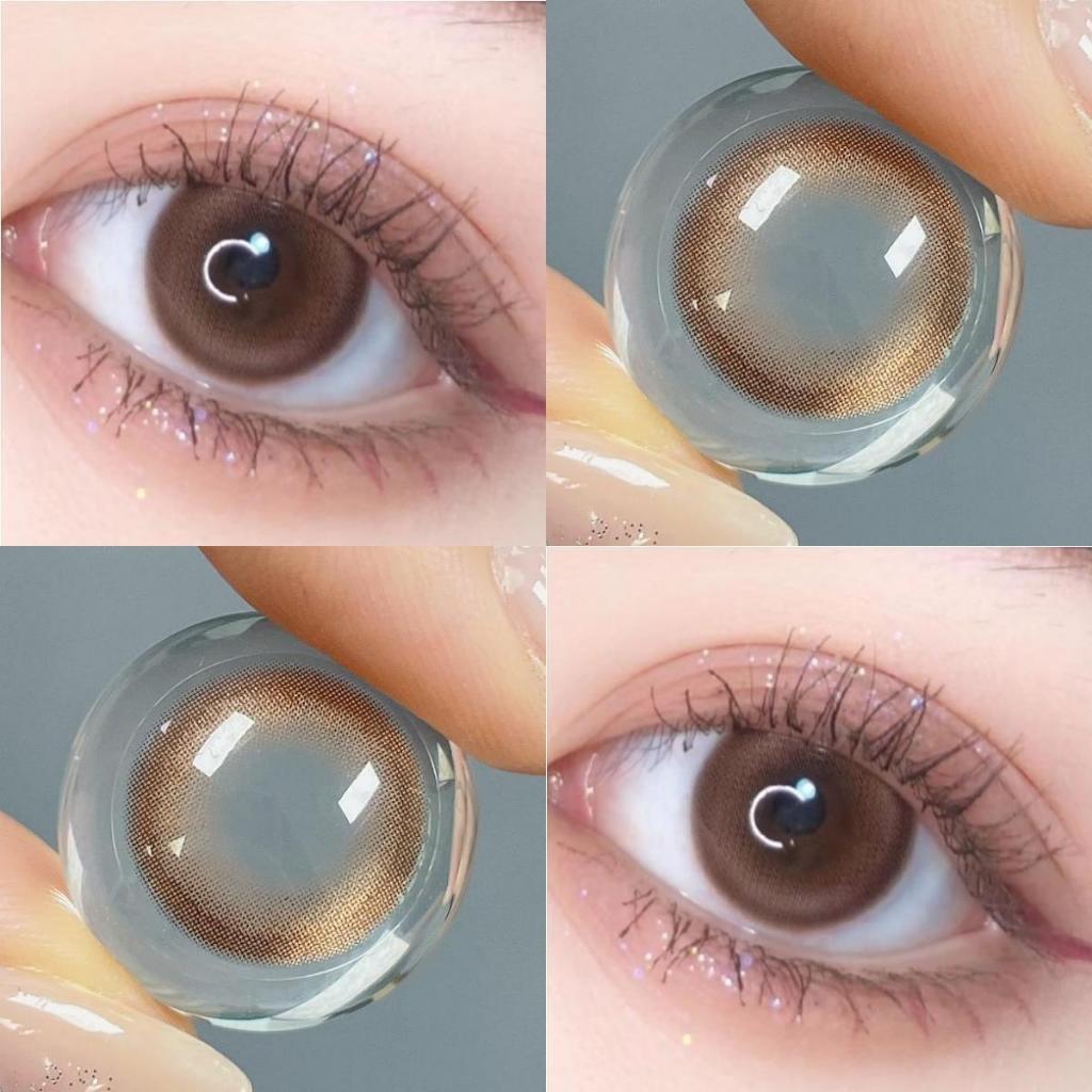 【2คู่ลด ฿3 และแถม ที่หนีบกับตลับ 】Midroo คอนแทคเลนส์ สีน้ำตาลธรรมชาติ เลนส์ค่าสายตาปกติ Brown Eye-14.0/14.2/14.5mm