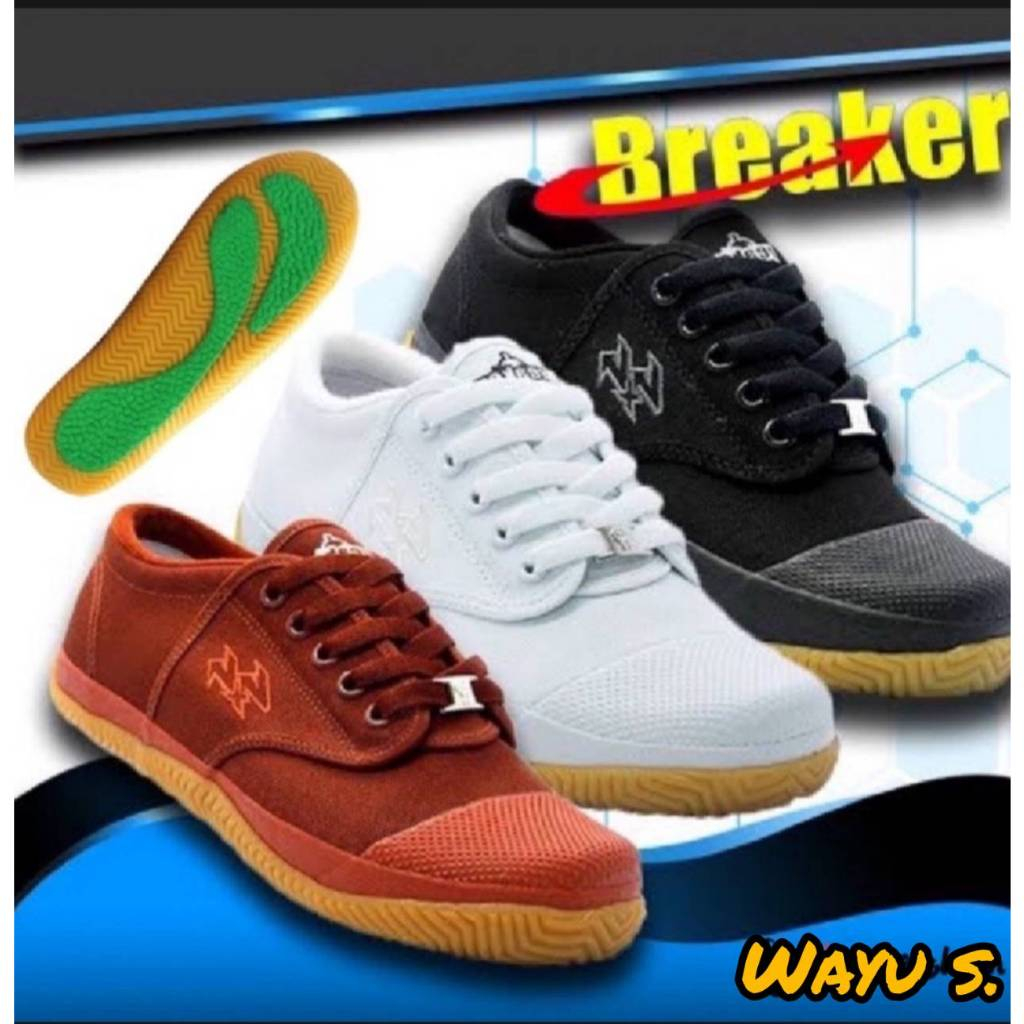 breaker( ขอบิลเบิกโรงเรียนได้ ) รองเท้าผ้าใบนักเรียน พื้นฟุตซอล รุ่น Futsal BK4 (  น้ำตาล ดำ ขาว)