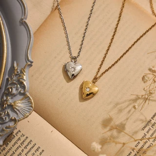 (พร้อมส่งวันถัดไป) earika.earrings - victorian heart locket สร้อยคอจี้หัวใจล็อกเกต วัสดุstainless steel ใส่อาบน้ำได้