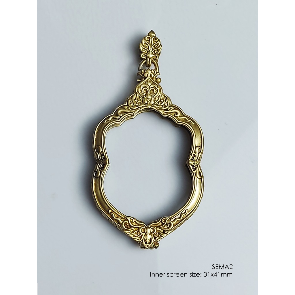 SEMA2Brass Sema amulet casing 31x41mm กรอบพระทองเหลือง ทรงเสมา พิมพ์ใหญ่