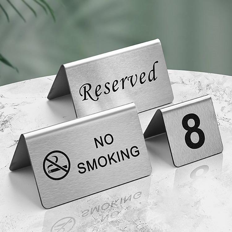 ส่งไว|ถูก สแตนเลสสองด้าน10X6CMป้ายห้ามสูบบุ NO SMOKING/RESERVEDห้ามสูบบุหรี่และที่สำรองไว้ No Smoking Sign