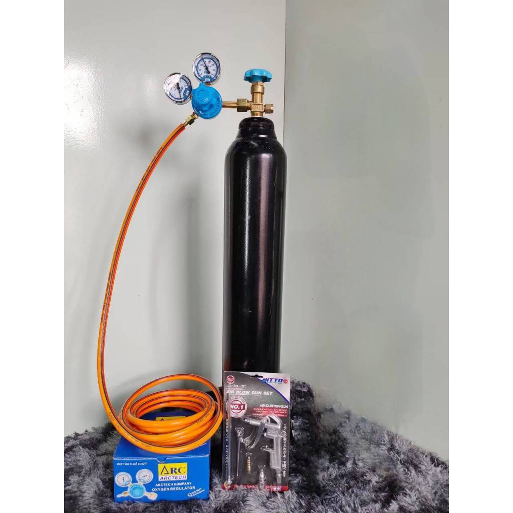 ชุดแพ็คปลา ถังลมออกซิเจน ขนาด 1.5 คิว ครบชุด สำหรับเคลื่อนย้ายสัตว์น้ำ  พร้อมใช้ได้เลย