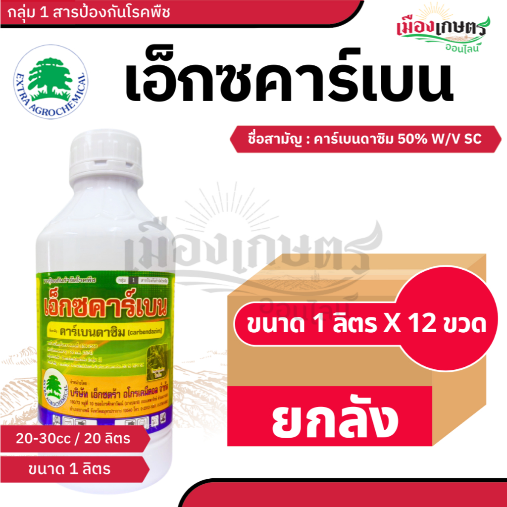 เอ็กซคาร์เบน ( ยกลัง 12 ขวด ) ( carbendazim ) ขนาด 1 ลิตร สารกําจัดเชื้อรา ชนิดดูดซึม สารป้องกันกำจัดโรคพืช เชื้อรา