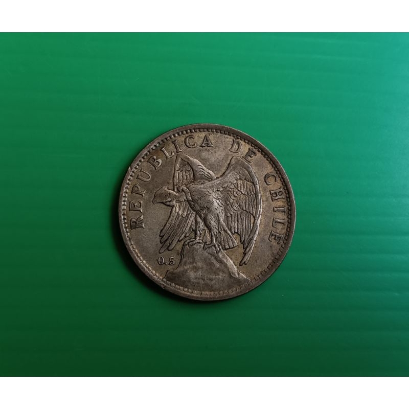 Chile 1 Peso 1921 #เนื้อเงิน .500 Silver  #ปีแรกของการ