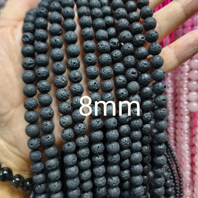 หินลาวา หินแท้ธรรมชาติหินเส้นยาวขายส่ง ความยาวประมาณ38cmนำไปร้อยได้2วงข้อมือ หินมงคลนำเข้าโดยตรงราคาส่ง - รูปที่ 3