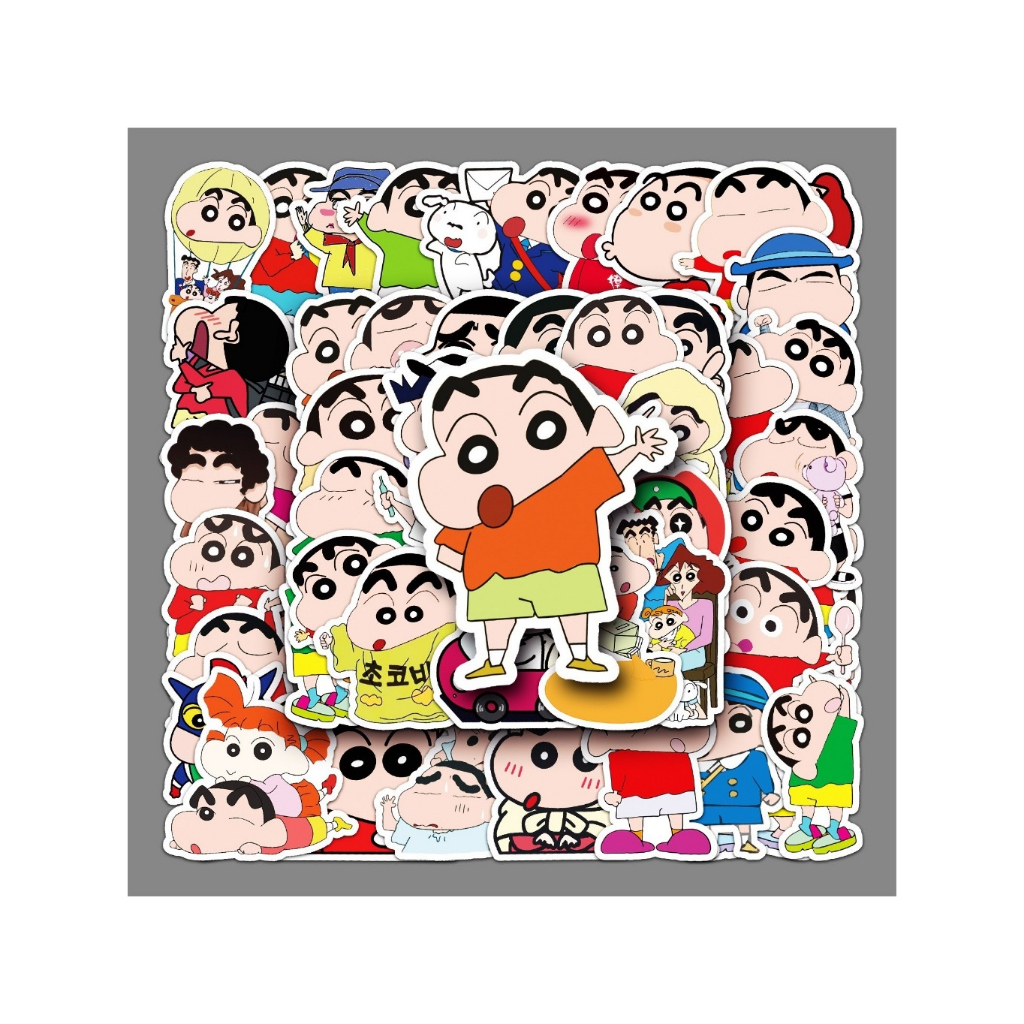 สติ๊กเกอร์เกอร์กันน้ำ ลายชินจัง ชินนามอน โปเชโกะ คุโรมิ สติช ปลาซีญี่ปุ่น ลายการ์ตูน สติกเกอร์ติดแก้ว ติดของใช้