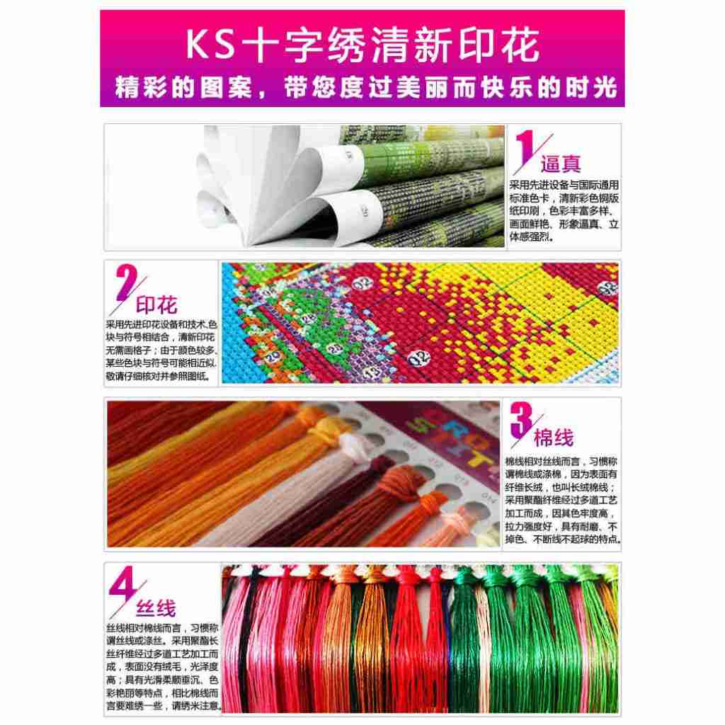 *พร้อมส่ง*ชุดปักครอสติช ลายนกน้อยเกาะกิ่งซากุระ (ปักเต็มผืนผ้า ไม่มีเดินเส้นผ้า11CTพิมพ์ลาย ปัก 3 เส้นเล็ก)ขนาด 60*60 ซม - รูปที่ 5