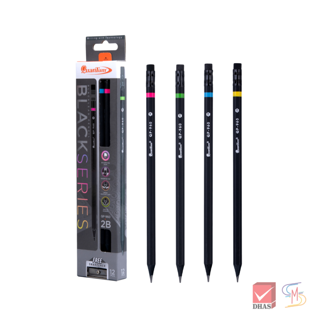 Quantum ดินสอ ดินสอดำ 2B QP960 ดินสอไม้ดำ จำนวน 4 แท่ง / 12 แท่ง