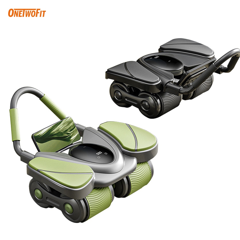 Onetwofit ลูกกลิ้งออกกำลังกาย 4 ล้อ แถมแผ่นคุกเข่า รับน้ำหนักได้ 120 กก. ลดพุงได้เร็ว abdominal - ET
