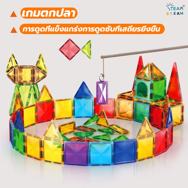 ⚡รุ่นขยาย7.5ซม⚡ magnetic tiles ของแท้ บล็อกตัวต่อแม่เหล็ก3D ของเล่นเด็ก ชุดตัวต่ magnetic blocks - รูปที่ 2