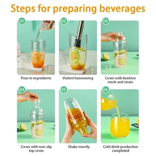 TIMECAFE เชคเกอร์พลาสติก 300/500/700ml Cocktail Shaker Mixer แก้วผสมค็อกเทล กระบอกเขย่าโปรตีน อุปกรณ์ค็อกเทล