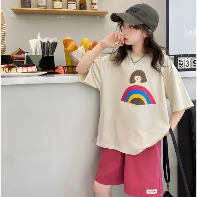 (จัดส่งตลอด 24 ชั่วโมง)KIDS PRINCESS มาใหม่เด็กแขนสั้นเสื้อยืดฤดูร้อนการ์ตูนพิมพ์รอบคอผ้าฝ้ายด้านบน D62 - รูปที่ 5