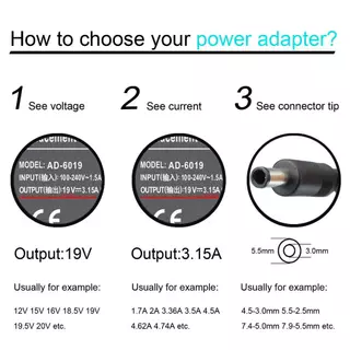 อะแดปเตอร์โน๊ตบุ๊ค Samsung 19V3.16A(60W)หัวขนาด 5.5*3.0mm พร้อมสายไฟAC Laptop Power Notebook Adapter