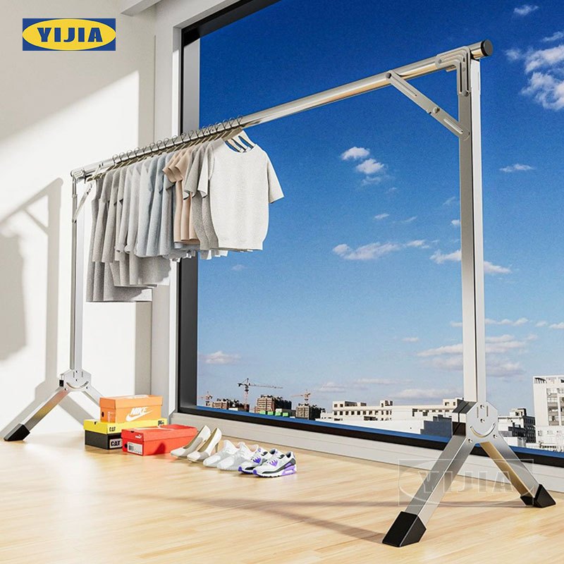 YIJIA ราวตากผ้า ราวตากผ้าพับได้ 240cm ยืดหดได้ เหล็กกันสนิม น้ำหนักเบา แข็งแรงทนทาน คุ้มๆ ราวตากผ้าส